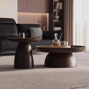 Tavolino da Salotto Moderno e Contemporaneo Rotondo in Legno Massello con Finitura Noce Elegante Tavolo Centrale per Salotto e Ufficio - Product Image 4