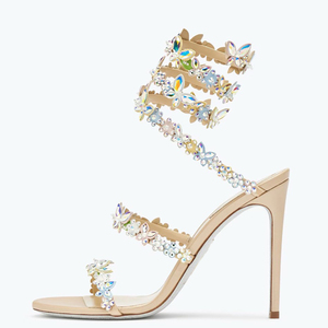 Sandales à talons hauts sexy pour femmes, avec strass colorés, à lanières croisées à la cheville, grande taille 46, style stiletto - Product Image 3