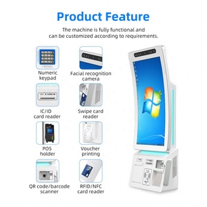 1920x1080 Full hd Display 23.6/32'' Facial Recognition Camera <b>Scanner</b> <b>Printer</b> Self Kiosks for Lobby Bank - Product Image 3