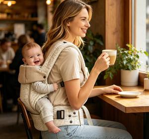 Porte-bébé ergonomique toutes saisons en polyester avec soutien lombaire, design pliable, positions ventrale ou dorsale, capacité de charge 10 kg - Product Image 5