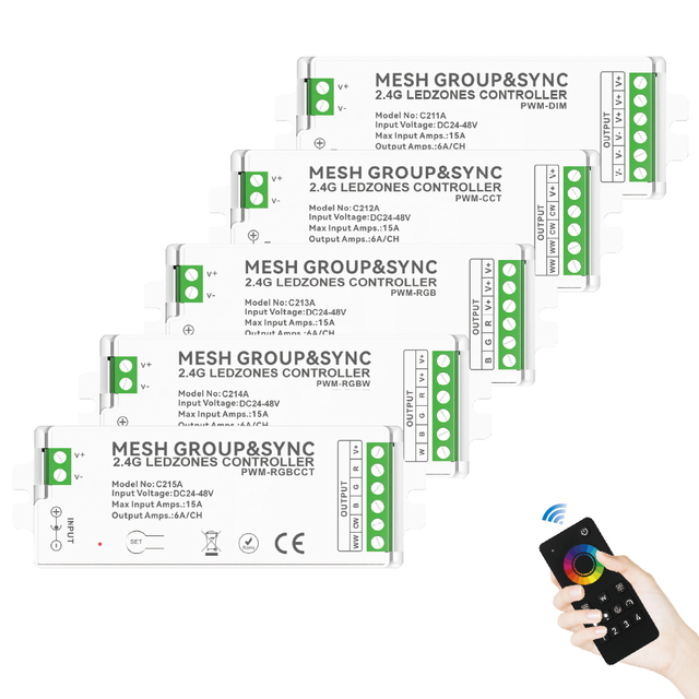 C210Z 4 Zone MESH Remote GroupSync Tuya Smart Zigbee Mini 24/48V Color Change Controller Decoration Led Light Control
