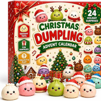 Calendrier de l'Avent Squishy Noël 2026, Calendrier de l'Avent Squishy Noël 24 Jours Anti-Stress en Forme de Dumpling Doux