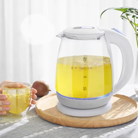 Bouilloire électrique sans fil durable à base rotative à 360 degrés, antidérapante, avec rangement pour le cordon d'alimentation, en verre transparent, 5 couleurs, pour usage hôtelier