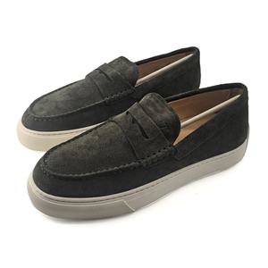Mocassins rétro en cuir véritable pour hommes, à enfiler, plateforme haute, confortables, en <span class=keywords><strong>daim</strong></span> <span class=keywords><strong>vert</strong></span>, pour le bureau et la carrière, chaussures de marche robustes - Product Image 3