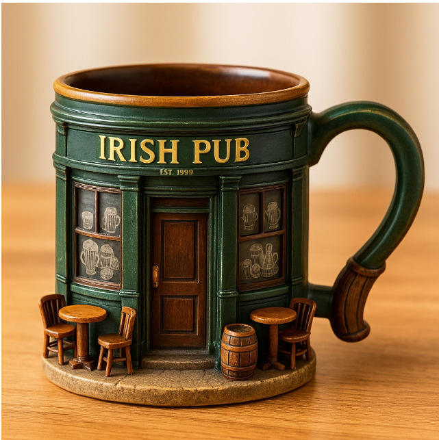 Taza de resina 3D de bar irlandés
