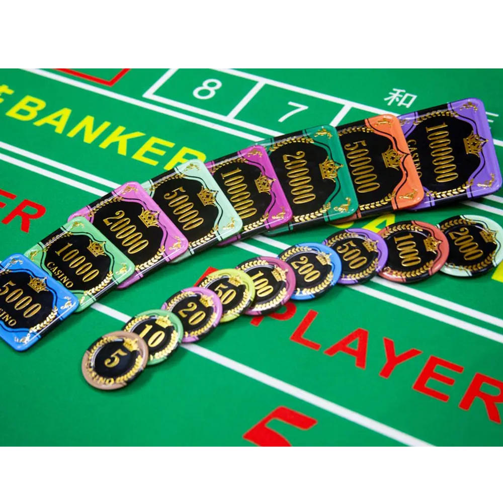 Toptan Casino özel Poker fişi seti taç Poker fişleri dikdörtgen poker fişleri