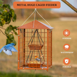 Mangeoire à oiseaux en fil métallique personnalisée JH-Mech, résistante aux intempéries, durable, anti-écureuils, design double couche, suspendue, en métal. - Product Image 3