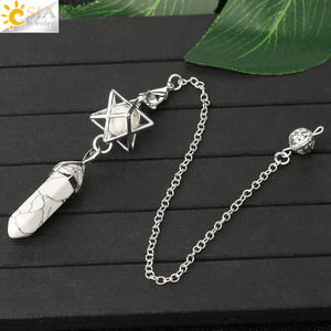CSJA-péndulo <span class=keywords><strong>hexagonal</strong></span> de cristal merkaba, piedra natural curativa para espiga, adivinación, energía, joyería, G517 - Product Image 5