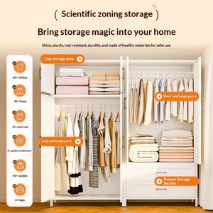 <span class=keywords><strong>Armadio</strong></span> Moderno in Acciaio Rinforzato, Mobile per Camera <span class=keywords><strong>da</strong></span> Letto e Appartamento, Ideale per Case in Affitto, <span class=keywords><strong>Armadio</strong></span> Contenitore per Bambini e Neonati - Product Image 2