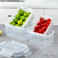 Bacs de rangement et d'égouttage pour aliments frais, grands, en plastique PP, étanches, hermétiques, amovibles, avec couvercle, pour salades et fruits