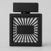 Flacon de parfum vide personnalisé en verre 100 ml, design treillis noir mat, flacon atomiseur rechargeable, vente en gros, logo personnalisé OEM
