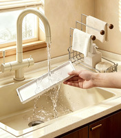 Support à éponge en acier inoxydable, organiseur d'évier de cuisine avec drainage, multi-usage pour torchons et brosses à récurer