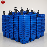 Panier de courses roulant en plastique HDPE bleu de 45 L, haute capacité, avec poignée, idéal pour la distribution en chaîne de magasins – Vente directe usine, qualité supérieure