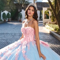 LY0125 Robe de bal de Quinceañera vintage pour filles, haut en dentelle, corset, fleurs 3D, sequins, broderies, jupe de princesse, 15 ans