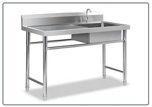 Évier simple en acier inoxydable <span class=keywords><strong>de</strong></span> style fonctionnel avec planche gauche pour cuisine, restaurant, hôtel, personnalisation client - Product Image 2