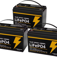 3-Pack Baterai Lithium LiFePO4 12V 100Ah Kelompok 31 Baterai Isi Ulang untuk RV, Kapal, Sistem Tenaga Surya, Van, Trailer, Cadangan