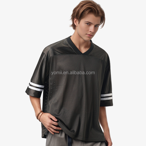 Maglia da Calcio YOUMI Vintage in Tessuto a Rete 240gsm 100% Poliestere ad Asciugatura Rapida Ecologica Personalizzata con Scollo a V Oversize - Product Image 1