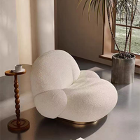 Fauteuil d'appoint Snow Pear avec revêtement en sherpa, style vintage Wabi Sabi, couleur crème, canapé paresseux individuel, confortable pour salon et chambre