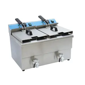 Double Tank 2 x 8L Countertop Stainless Steel Commercial Electric Deep Fryer with CE Certificate