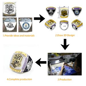 Personalizza gli anelli del campionato sportivo di alta qualità con il logo della squadra all'ingrosso in argento sterling 925 placcato in oro design gratuito - Product Image 6