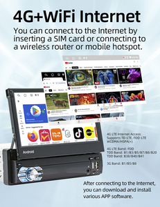 BQCC <span class=keywords><strong>Autoradio</strong></span> Android 1 DIN avec enregistreur cassette et navigation GPS, écran HD rétractable de 7 pouces, lecteur multimédia vidéo et audio stéréo, sans lecteur DVD - Product Image 4