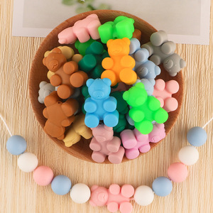 <b>Cute</b> <b>Bear</b> Shape Silicone Beads For Pen Decoration Colorful Cartoon Animal Loose Beads - Product Image 3