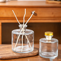 Bouteille en verre ronde transparente extra large de 500 ml, 1000 ml, 1 litre pour diffuseur de parfum d'ambiance et d'aromathérapie domestique avec bouchon en liège