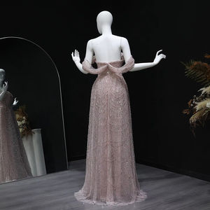 Jancember LSZ102 Lujosos vestidos de fiesta de noche con perlas y cuello de barco - Product Image 5