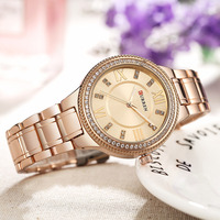Montre à quartz pour femme CURREN 9004, or rose mignon, nouvelle arrivée, bracelet en acier inoxydable, résistante à l'eau, design de montre de loisirs brillant Rohs