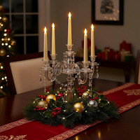 Candélabre moderne en acrylique transparent à 5 bras, support de bougies transparent, centre de table pour mariage, décoration pour hôtel, événements et fêtes