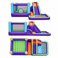 Château gonflable pour enfants avec toboggan extérieur et piscine à balles, salle de fête gonflable commerciale avec souffleur