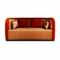 Canapé Chesterfield deux places en velours et cuir, design incurvé, pour appartement, couleur personnalisée, usine OEM ODM