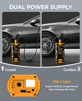 Pompe à air manuelle portable haute pression 150 PSI avec lumière LED, compresseur d'air pour voiture, cylindre de 19 mm, matériau ABS, gonfleur de pneus, emballé