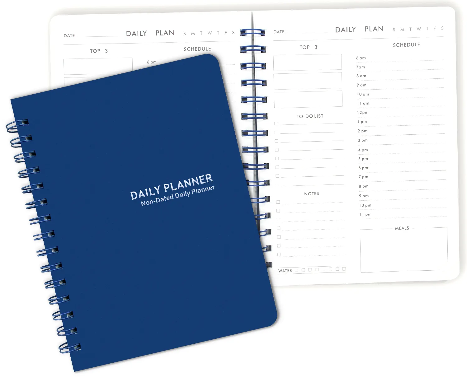 Fornitore di pianificatori professionali stampa personalizzata Non datato Non datato quaderno calendario pianificatore a spirale giornaliero con tasca e adesivo