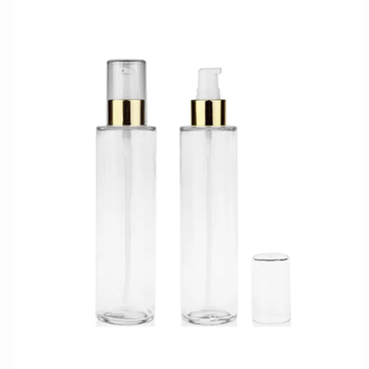 Luxurious Private Label Skincare Packaging Empty Clear Cosmetic Whitening Face Lotion Airless Pump Glass Bottles