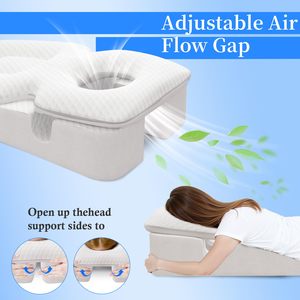 Almohada boca abajo para cirugía postoperatoria de <span class=keywords><strong>ojos</strong></span> BBL-Almohada para dormir de estómago de espuma viscoelástica triturada con cubierta extraíble Masaje en el hogar - Product Image 3