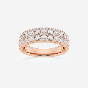 Bague élégante pour femme en or 14K 18K avec deux rangées de diamants de laboratoire ronds de 1,5 carat au total, idéale pour mariage ou anniversaire, bijoux fins - Product Image 2