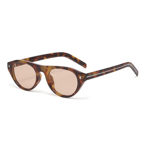 Gafas de Sol Personalizadas con Logotipo, Diseño Vintage 2026, Estampado de Leopardo, Montura Pequeña, Media Montura, Ovaladas, Estilo Ojo de Gato, UV400, con Remaches, para Hombre y Mujer - Product Image 6