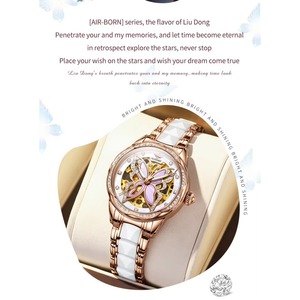 Montre mécanique squelette de luxe pour femme, personnalisable avec logo, mouvement Citizen, acier inoxydable, analogique - Product Image 4