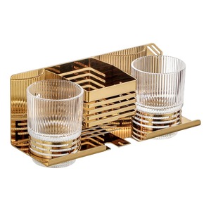 Portabicchieri in <span class=keywords><strong>acciaio</strong></span> inox di lusso leggero portabicchieri in vetro doppio con Design a righe - Product Image 1