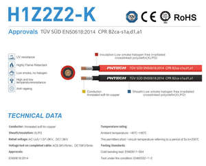 สายเคเบิลโซลาร์เซลล์ H1Z2Z2-K ขนาด 2.5 ตร.มม. ปราศจากสารฮาโลเจน ทนไฟ สำหรับโครงการโรงไฟฟ้าพลังงานแสงอาทิตย์เชิงพาณิชย์ จากโรงงาน - Product Image 3
