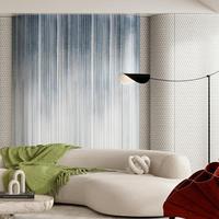 Panneau d'art sur mesure en pierre frittée 800x2600mm, dégradé vertical gris-bleu à crème pour mur résidentiel, Foshan