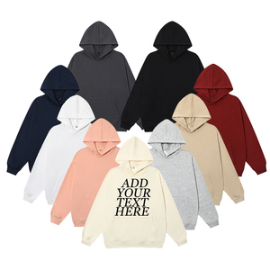Felpa Unisex Beige in poliestere da 320gsm Oversize con cappuccio tinta unita in spugna con Logo <span class=keywords><strong>personalizzato</strong></span> Pullover da lavoro <span class=keywords><strong>ricamato</strong></span> <span class=keywords><strong>abbigliamento</strong></span> - Product Image 3