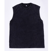Gilet sans manches en coton peigné 230G style américain, lavé, pour homme, col rond, vintage, robuste, respirant et anti-humidité, idéal pour l'été
