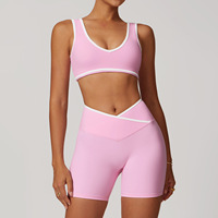 Set Yoga, Kain Lembut untuk Peregangan, Legging/Celana Pendek, Model Pengangkat Bokong, Logo Custom, Pakaian Olahraga Bernapas untuk Gym dan Kegunaan Sehari-hari