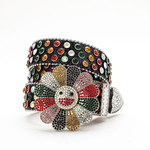 Cinturón de Aleación con Pedrería de Girasol – Cinturón de Cuero PU Estilo Punk Hip Hop con Hebilla Giratoria de Moda Venta Directa de Fábrica - Product Image 2