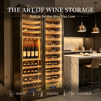 Humidor de luxe en bois à double zone pour vin et cigares avec éclairage LED et refroidisseur intégré haut de gamme pour hôtels/club privés