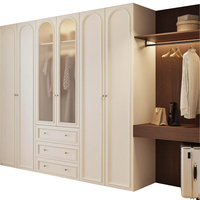 Armoire de chambre à six portes en bois de style français moderne Yigeju, blanche et marron, avec coiffeuse, meuble autoportant pour la maison