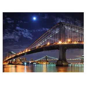 Hot Sale New Design Bridge Print Wall Art Night City Canvas Pictures Living Room Decor Oil Artist Led Painting