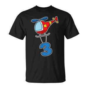 Camiseta de cumpleaños para niños con diseño de helicóptero número 3 - Product Image 1